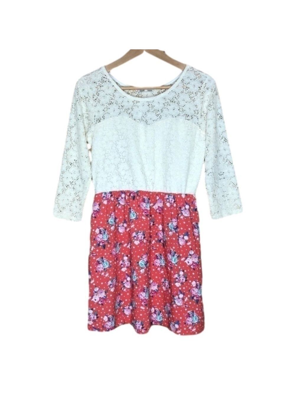 Charlotte Russe embroidered lace bodice floral skirt dress size L